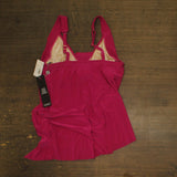 Magicsuit Womens Solid Winnie Cowl Neck Underwire Tankini Top Bikini Ruby Pink 8