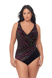 Miraclesuit Light Show Oceanus Tummy Control One Piece Swimsuit Black Multi 16W