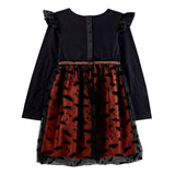 Cat & Jack Girls Adaptive Long Sleeve Halloween Tulle Dress Black / Orange L
