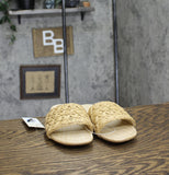 A New Day Width Woven Raffia Slide Sandals with Memory Foam Insole Tan Brown 7W