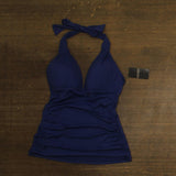 Lauren Ralph Lauren Beach Club Solid Halter Tankini Top Swim Sapphire Blue 4