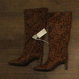 A New Day Mid-Calf Cone Heel Boots with Side Zip Leopard Light Brown 7.5M