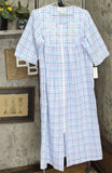 Miss Elaine Womens Petite 3/4-Sleeve Plaid Zip Robe Nightgown Turquoise Plaid PS