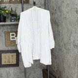Isaac Mizrahi Live! 3/4-Sleeve Mix Stitch Open Front Cardigan Bright White 2X