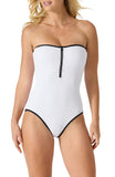 Tommy Bahama Island Cays Cabana Strapless One-Piece Swimsuit White / Blue 16