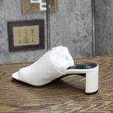 Alfani Womens Colyerrl Leather Block Heel Slide Sandals White Leather 6M