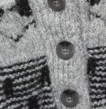 Universal Thread Fair Isle Henley Shawl Collar Jacquard Knit Sweater Dark Gray L