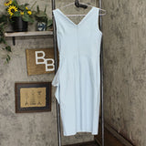 Alex Evenings Womens Stretch Faux Wrap Emblem Sheath Bodycon Dress Light Blue 4
