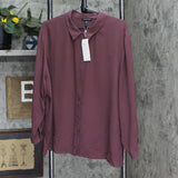 Eileen Fisher Womens Button Up Silk Shirt S2GC1-T5775M Fig Purple 1X