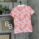Tommy Hilfiger Womens Short Sleeve Floral Polo Shirt Scarlet Multi Red S