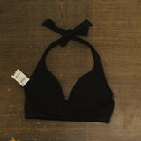 Bar III Womens Crochet Longline Halter Bikini Swim Top MBGC25122 Black M