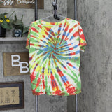 Womens Round Neck T-Shirt Tee Multicolor Tie-Dye See Measurements