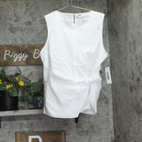 DKNY Poplin Side-Twist Sleeveless Top UD5T0052 White XL