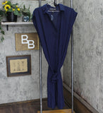 Coleen Lopez Womens Work and Play Button-Front Shirt Dress. Navy Blue M