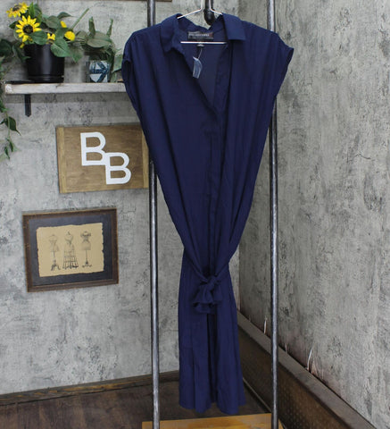 Coleen Lopez Womens Work and Play Button-Front Shirt Dress. Navy Blue M