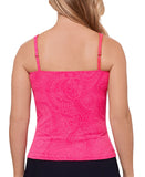 Swim Solutions Paisley-Print Tunnel Tankini Swim Top Paisley Jacquard Pink 16