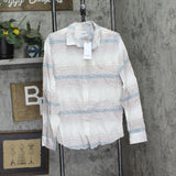 Goodfellow & Co Long Sleeve Collared Button-Down Shirt Cream / Striped Brown M