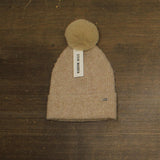 Steve Madden Fine Rib Knit Faux Fur Pom Beanie SMA5075M Oat Brown