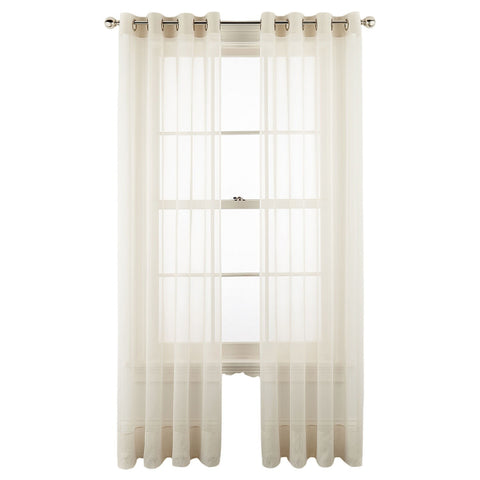 Liz Claiborne Lisette Sheer Grommet Top Curtain Panel Ivory Off White 50" x 95"
