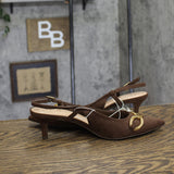 A New Day Womens Tabitha Oversized Chain Sling Back Heels 94305249 Brown 9M
