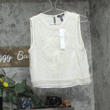 Aqua Womens Pearl Embellished Beaded Tank Top IBO26963 Ivory Off White XXS