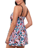 Swim Solutions Womens Floral Empire Waist Swimdress One Piece Pink Multi 12