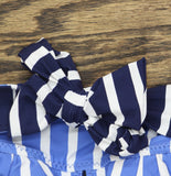 Tommy Bahama Coastline Stripe Reversible Halter Swim Top Mare Navy Blue Multi XS