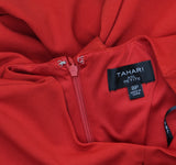 Tahari Asl Petite Belted Wide-Leg Puffed-Shoulder Jumpsuit Crimson Red 8P