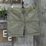 NYDJ Womens Petite Drawstring Roll Cuff Lift Tuck Cargo Shorts Moss Green 16P