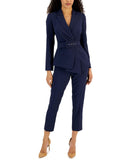 Tahari Asl Womens Crepe Flat Front Slacks Trouser Pants NAM922-TH Navy Blue 12