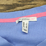 Isaac Mizrahi Live! Rib Shaker Stitch Elbow Sleeve Sweater Blue Thistle L