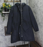 Universal Thread Zip Snap Closure Drawstring Hood Parka Jacket Coat Black 2XL