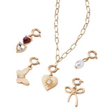 Wild Fable Heart Bow Butterfly Multi Charm Necklace Set Gold Multi 16"