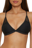 Becca Castaway Luna Textured Halter Bikini Top 893157 Black M
