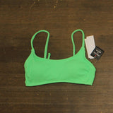 Salt + Cove Rib Scrunch Scoop-Neck Bralette Bikini Top Mint Tea Green S