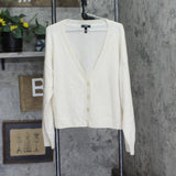 Aqua Womens Cashmere V-Neck Button Up Cardigan Sweater V10337 Ash Off White 2XL