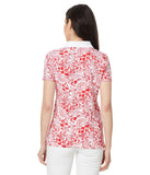 Tommy Hilfiger Womens Short Sleeve Floral Polo Shirt Scarlet Multi Red S