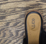 Earth Womens Etadara Stacked Heel Leather Sandals ETADARA Black 11M