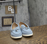 Giani Bernini Womens Lesleee Slip-On Memory Foam Loafers Light Blue Suede 6M