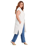 Nina Parker Women's Clasp-Front Duster Vest 323-B178W Winter Oat Off White 3X