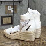 Alfani Womens Cohjo Faux Leather Wedge Sandals 10014839400 White Smooth 10M