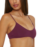 Becca Womens Muse Mesh-Overlay Bikini Swim Top 733257 Aubergine Purple L