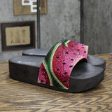 Wild Pair Women Caroletta 2 Rhinestone Slide Sandals Watermelon Bling Black 9.5M