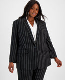 Bar III Womens Plus Size One-Button Pinstripe Blazer Jacket 10849675