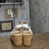 White Mountain Womens Simple Platform Wedge Sandal White Multi 7.5M