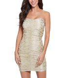 Guess Womens Sleeveless Strapless Solane Gilded Bodycon Mini Dress Gold Multi 12