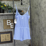 Salt + Cove Crochet Front-Drawstring Romper Cover Up Cornflower Blue XS