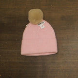 Steve Madden Womens Wide Cuff Beanie with Pom SMA5075M Light Pink