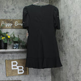 Crystal Doll Juniors Puff-Sleeve Rhinestone Dress CIZ12525 Black XL