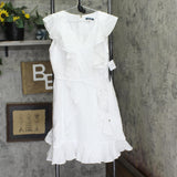 Tommy Hilfiger Womens Tie Front Flair-Dot Fit & Flare Dress A0SA1BV1 White 10